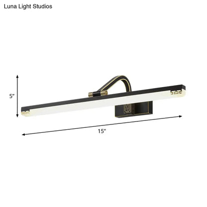 Modern black & gold greek key swing arm wall lamp bathroom light