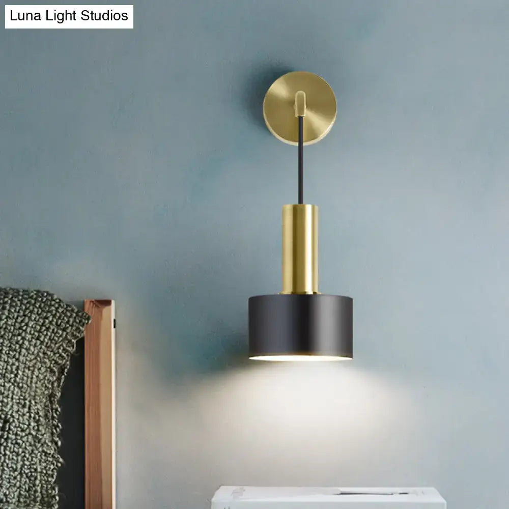 Modern black & gold grenade shaped wall lamp bedroom reading light