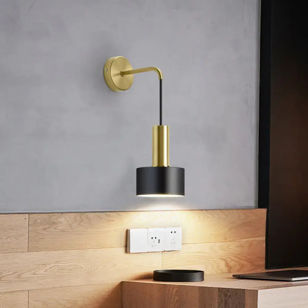 Modern black & gold grenade shaped wall lamp bedroom reading light