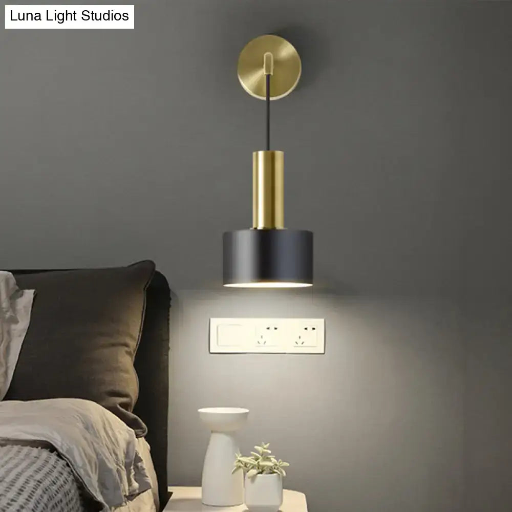 Modern black & gold grenade shaped wall lamp bedroom reading light
