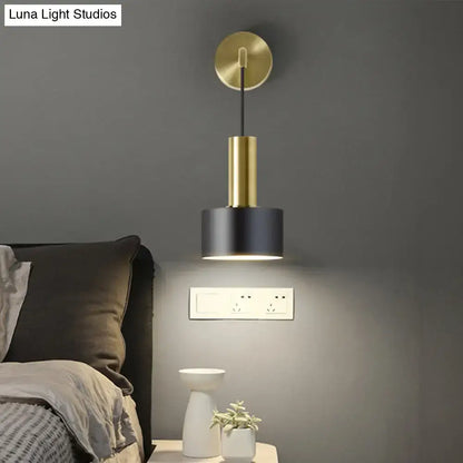 Modern black & gold grenade shaped wall lamp bedroom reading light