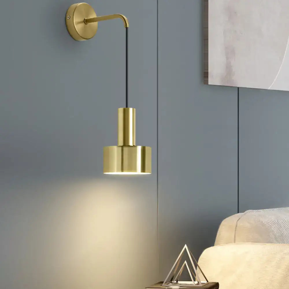 Modern black & gold grenade shaped wall lamp bedroom reading light
