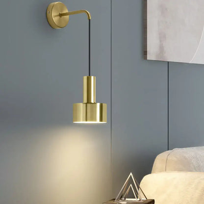 Modern black & gold grenade shaped wall lamp bedroom reading light
