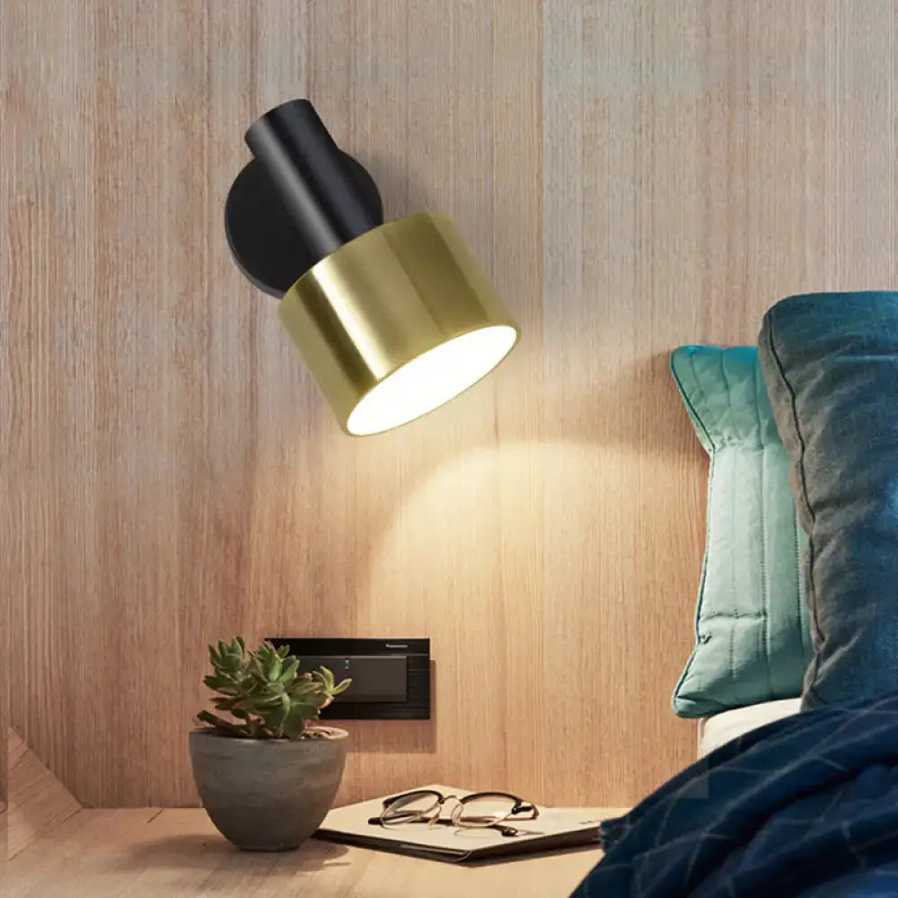 Modern black & gold grenade shaped wall lamp bedroom reading light