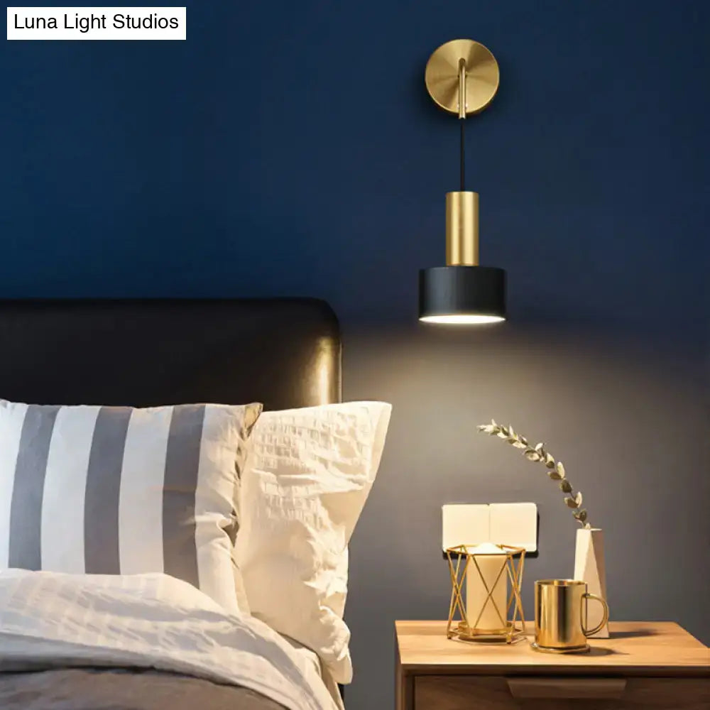 Modern black & gold grenade shaped wall lamp bedroom reading light