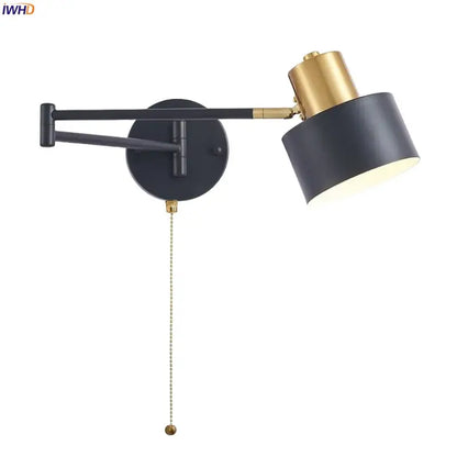 Modern black & gold iron art led wall lamp for bedroom