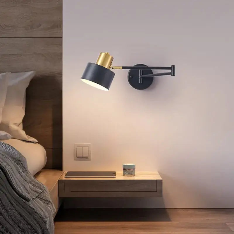 Modern black & gold iron art led wall lamp for bedroom