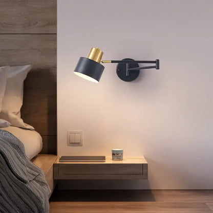 Modern black & gold iron art led wall lamp for bedroom