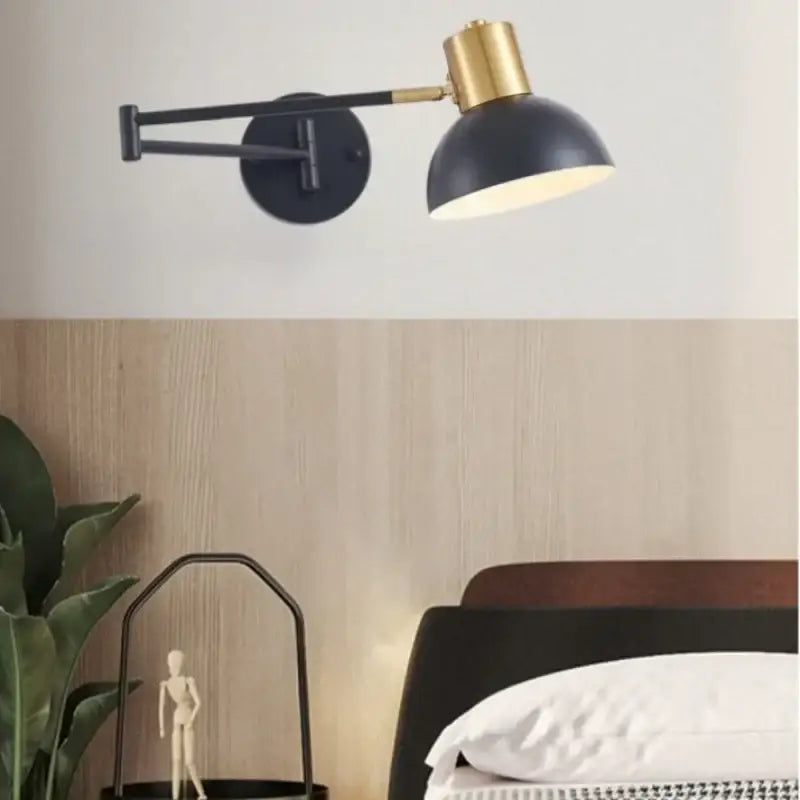 Modern black & gold iron art led wall lamp for bedroom