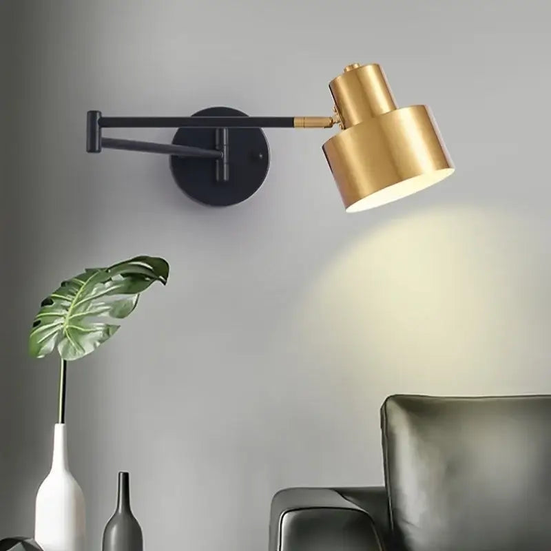 Modern black & gold iron art led wall lamp for bedroom