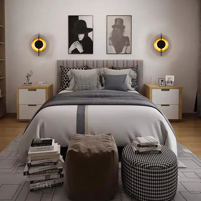 Modern black & gold iron art led wall lamp for dining room