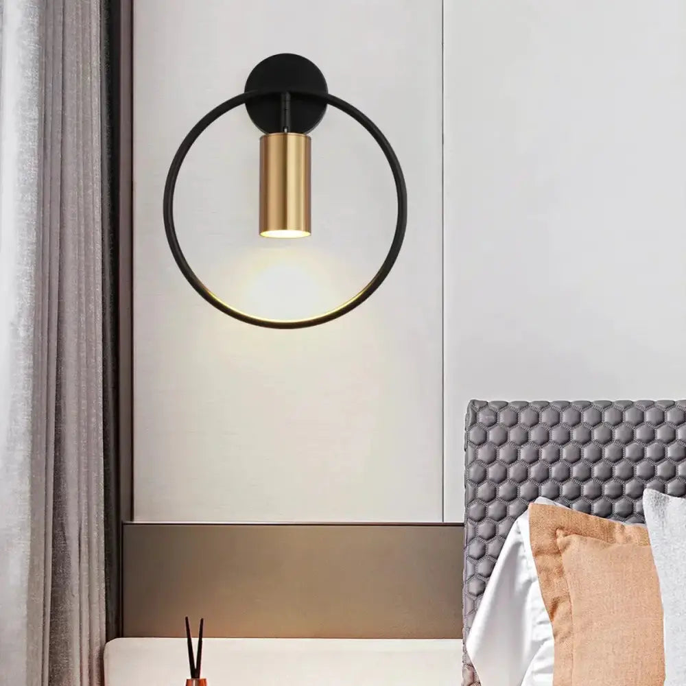 Modern black & gold irwin wall lamp bedroom sconce
