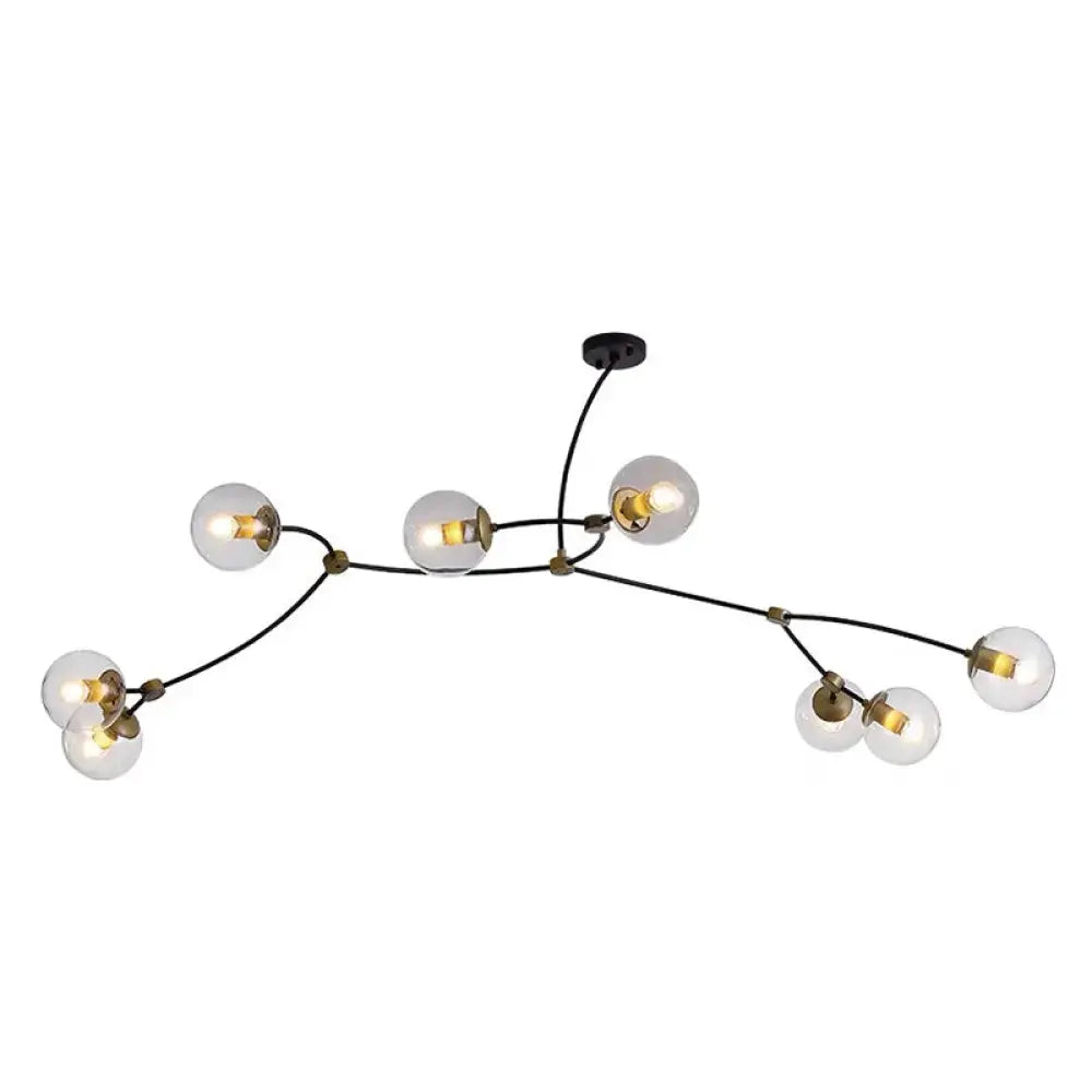 Modern black & gold island light with ball glass shade dining room