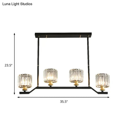 Modern black & gold island pendant light with clear crystal kitchen