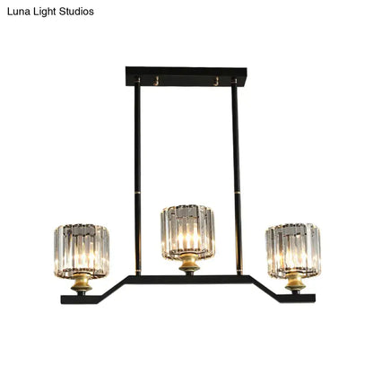 Modern black & gold island pendant light with clear crystal kitchen