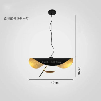 Modern black & gold leaf pendant light – living room decor