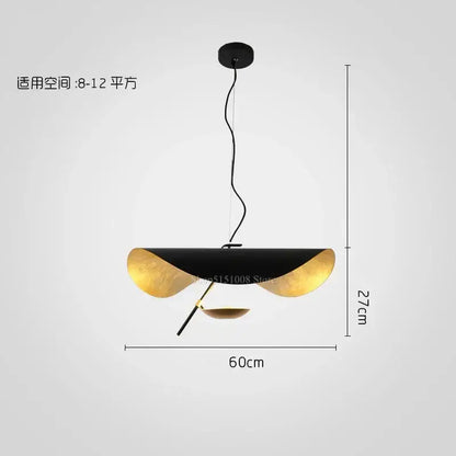Modern black & gold leaf pendant light – living room decor