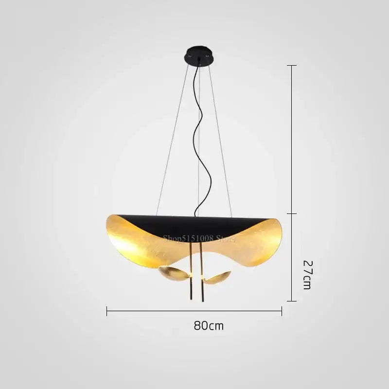 Modern black & gold leaf pendant light – living room decor