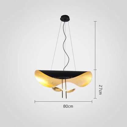 Modern black & gold leaf pendant light – living room decor