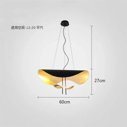 Modern black & gold leaf pendant light – living room decor