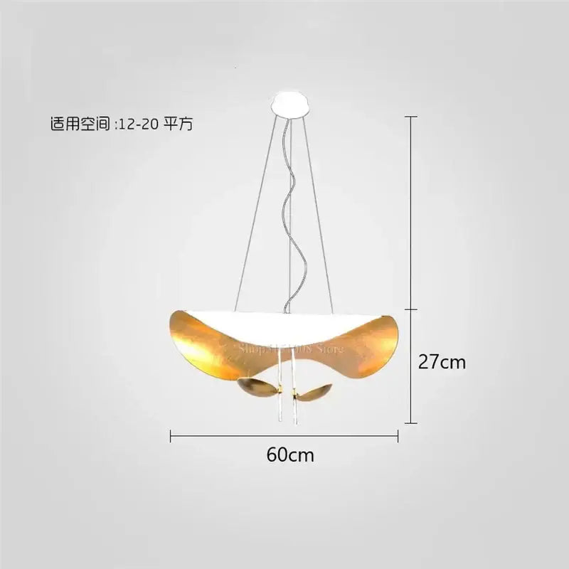 Modern black & gold leaf pendant light – living room decor