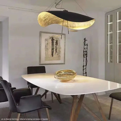 Modern black & gold leaf pendant light – living room decor