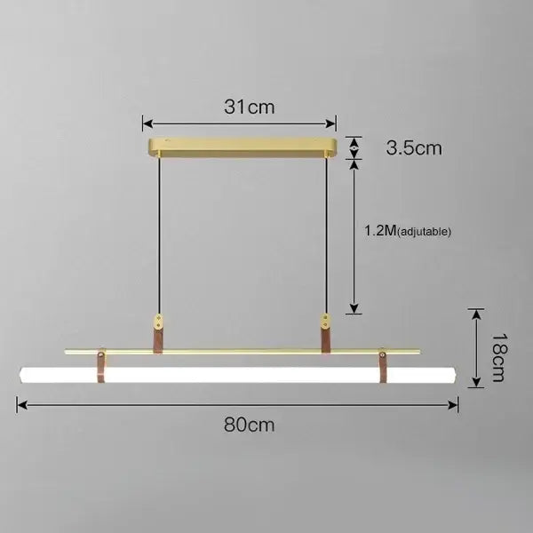 Modern black gold leather tube led pendant light – dining room