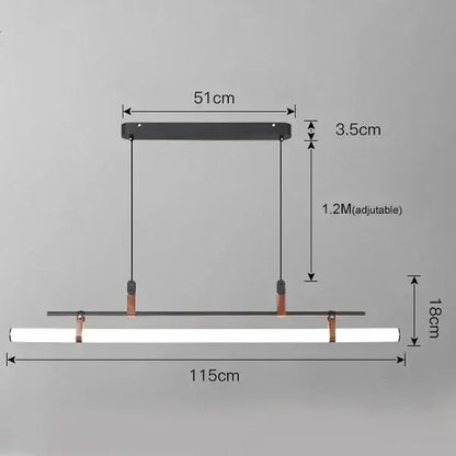 Modern black gold leather tube led pendant light – dining room