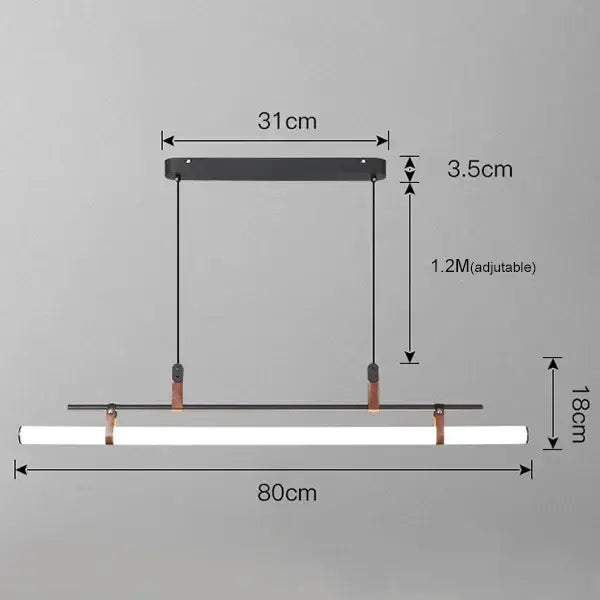 Modern black gold leather tube led pendant light – dining room