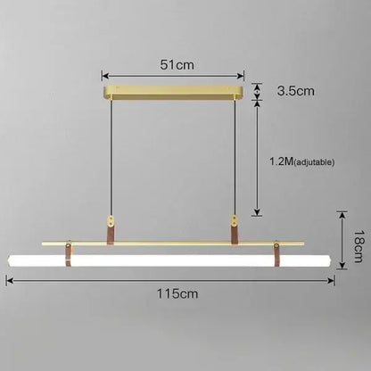 Modern black gold leather tube led pendant light – dining room
