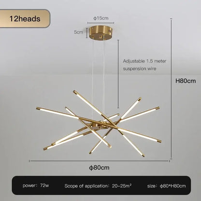Modern black & gold led ceiling chandelier living room light