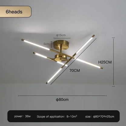 Modern black & gold led ceiling chandelier living room light