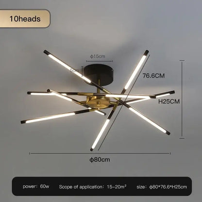Modern black & gold led ceiling chandelier living room light