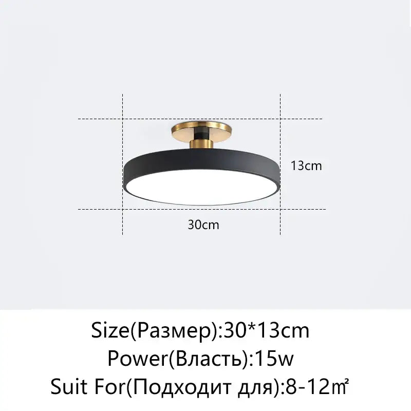 Modern black & gold led ceiling lamp living room circular light
