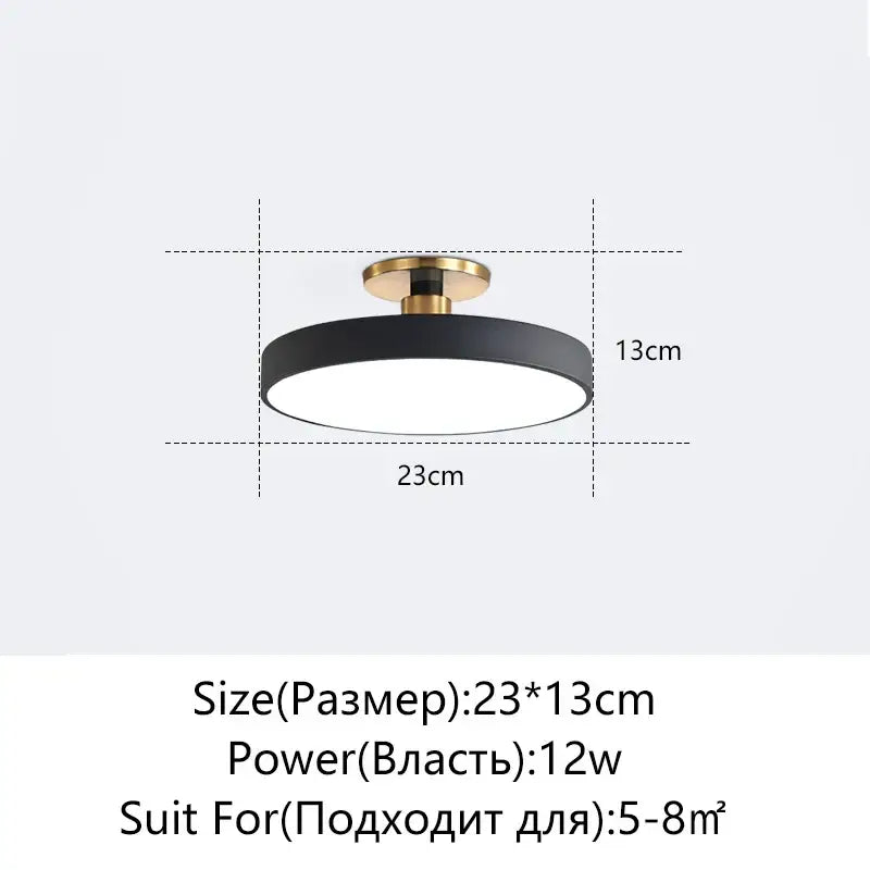 Modern black & gold led ceiling lamp living room circular light