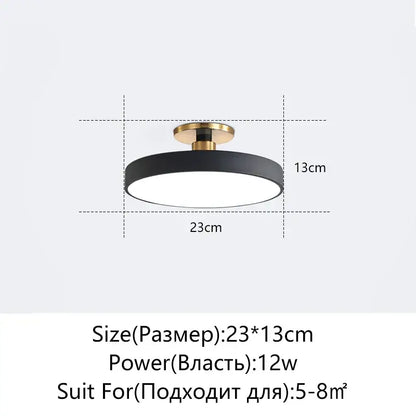 Modern black & gold led ceiling lamp living room circular light