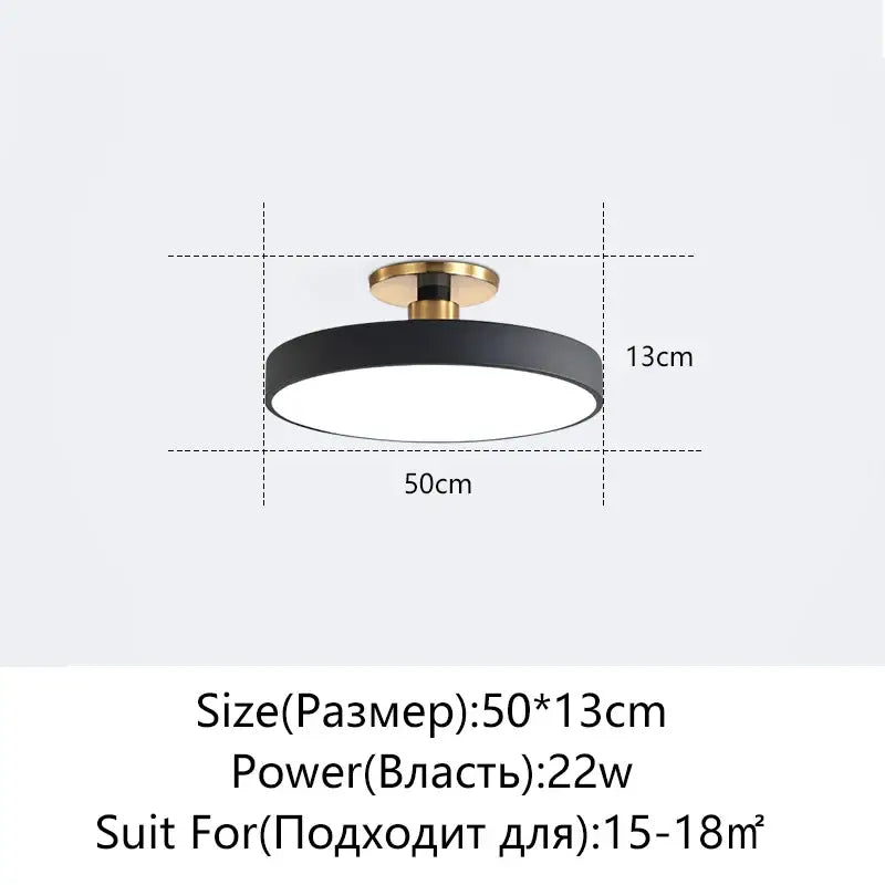 Modern black & gold led ceiling lamp living room circular light