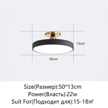 Modern black & gold led ceiling lamp living room circular light
