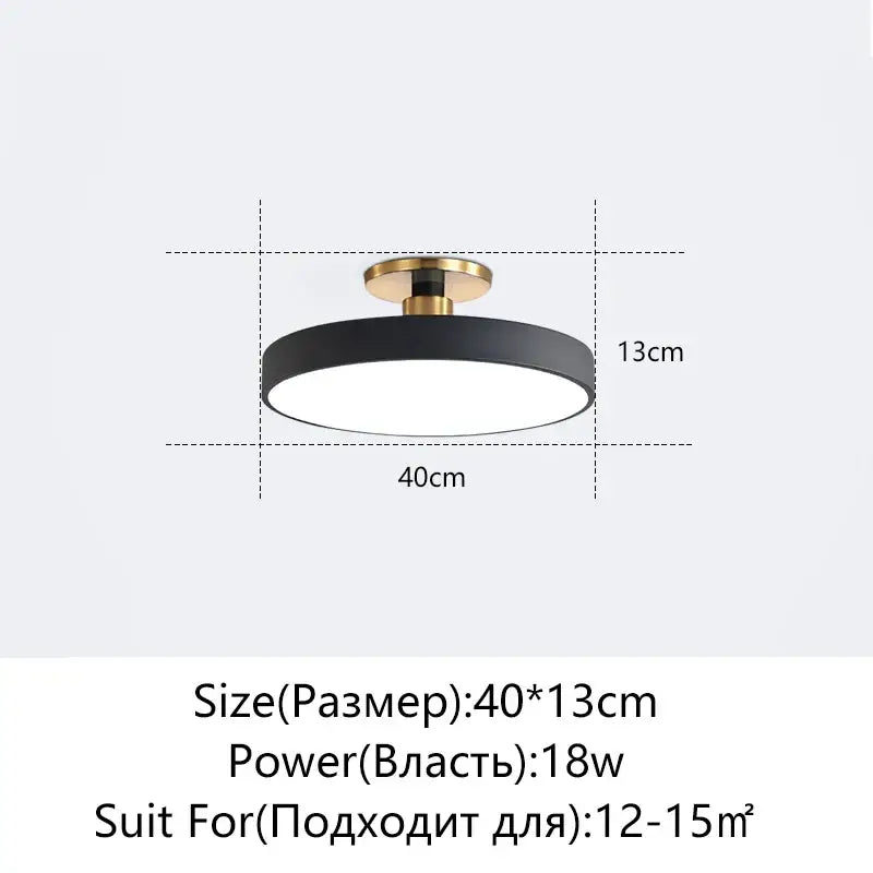 Modern black & gold led ceiling lamp living room circular light
