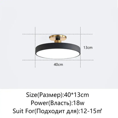 Modern black & gold led ceiling lamp living room circular light