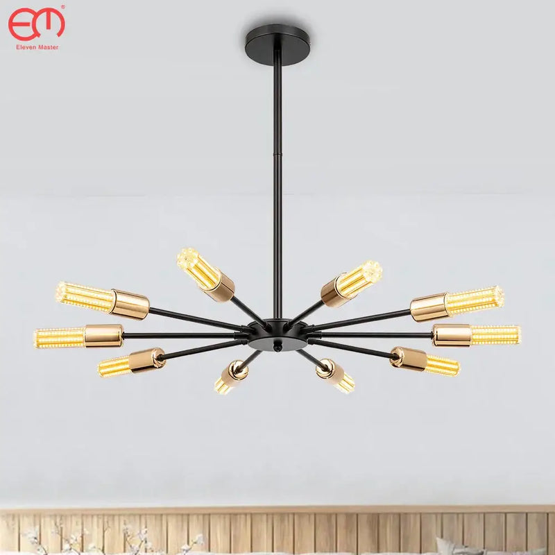 Modern black & gold led ceiling light for bedroom