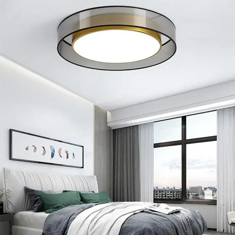 Modern black & gold led ceiling light for living room