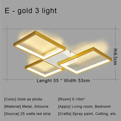 Modern black & gold led chandelier ceiling light for living room