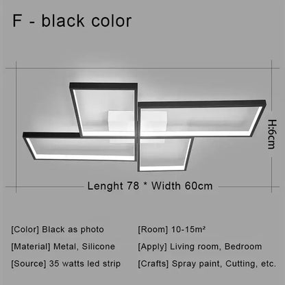 Modern black & gold led chandelier ceiling light for living room