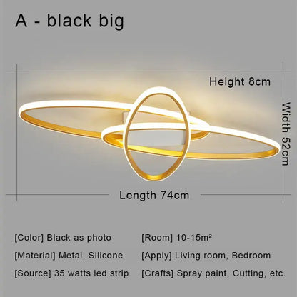 Modern black & gold led chandelier ceiling light for living room
