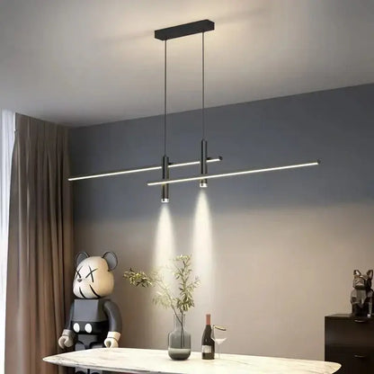 Modern black & gold led chandelier dining room pendant light
