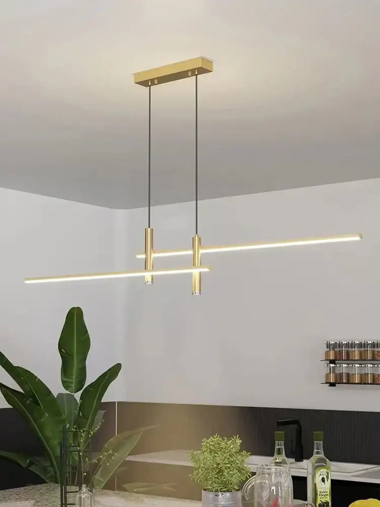 Modern black & gold led chandelier dining room pendant light
