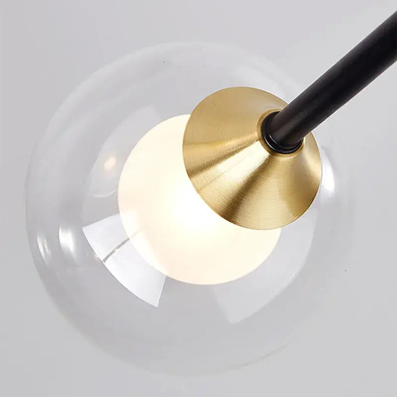 Modern black & gold led chandelier living room glass globe lamp