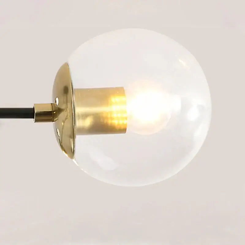 Modern black & gold led chandelier living room glass globe lamp