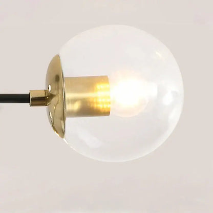 Modern black & gold led chandelier living room glass globe lamp